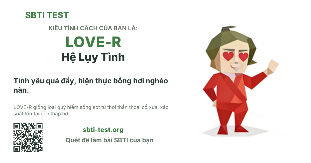 Ảnh thẻ chia sẻ SBTI cho LOVE-R Hệ Lụy Tình, hiển thị hình kiểu SBTI và tiêu đề