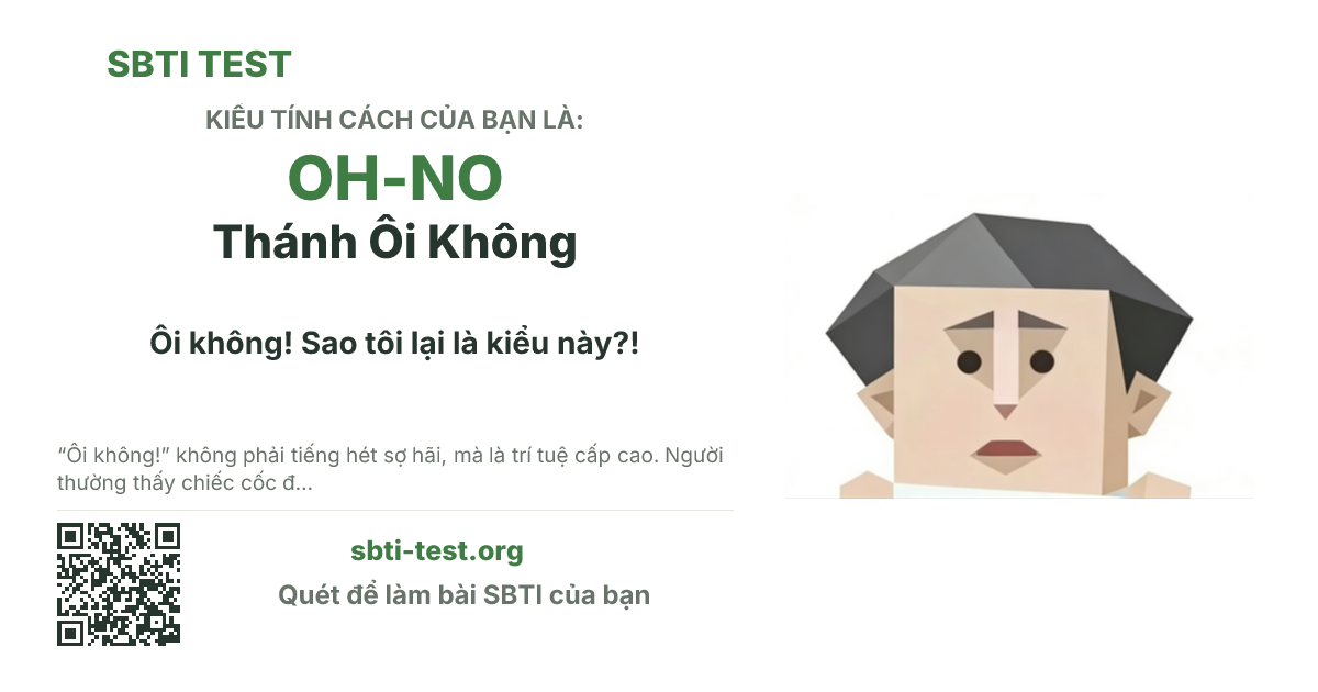 Ảnh thẻ chia sẻ SBTI cho OH-NO Thánh Ôi Không, hiển thị hình kiểu SBTI và tiêu đề
