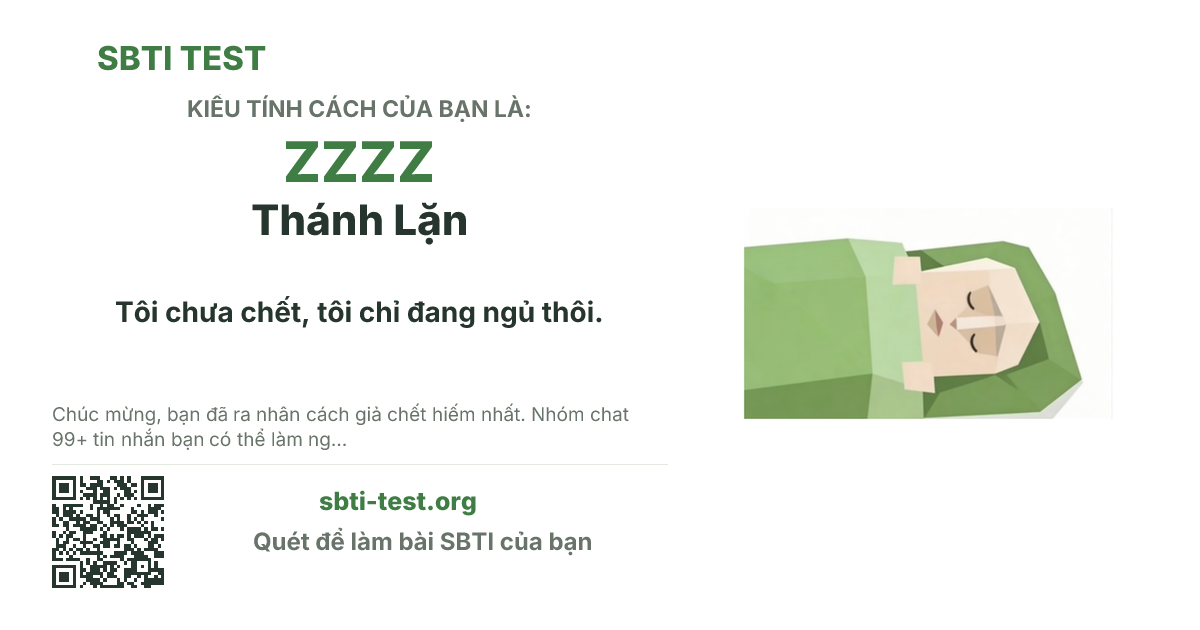 Ảnh thẻ chia sẻ SBTI cho ZZZZ Hệ Lặn, hiển thị hình kiểu SBTI và tiêu đề