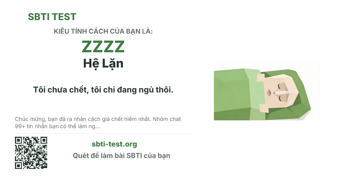 Ảnh thẻ chia sẻ SBTI cho ZZZZ Hệ Lặn, hiển thị hình kiểu SBTI và tiêu đề