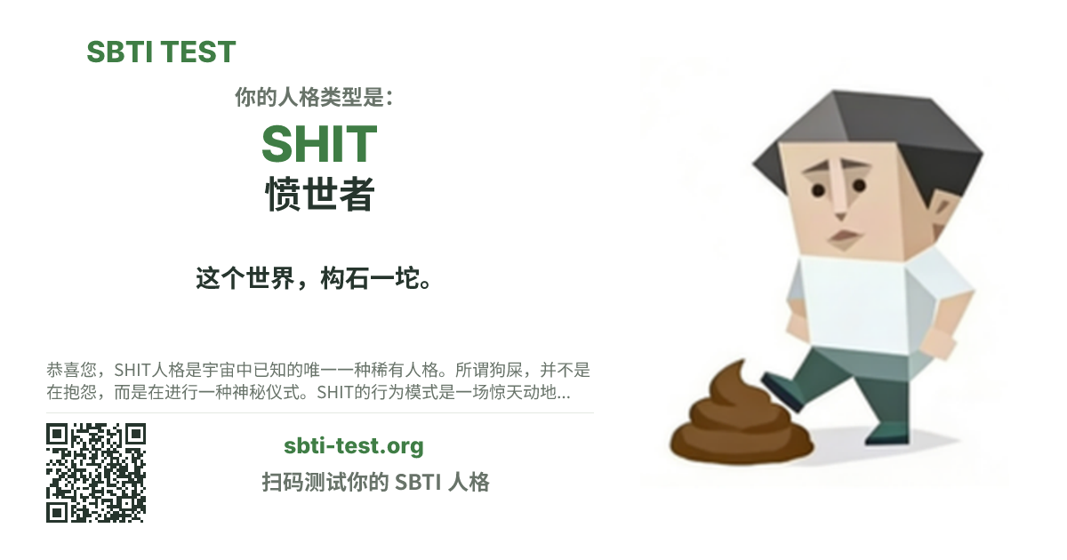 SBTI 测试中 SHIT 愤世者 类型的分享卡图,展示类型主视觉和标题文案