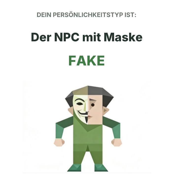 SBTI-Persönlichkeitstyp-Illustration FAKE Der NPC mit Maske