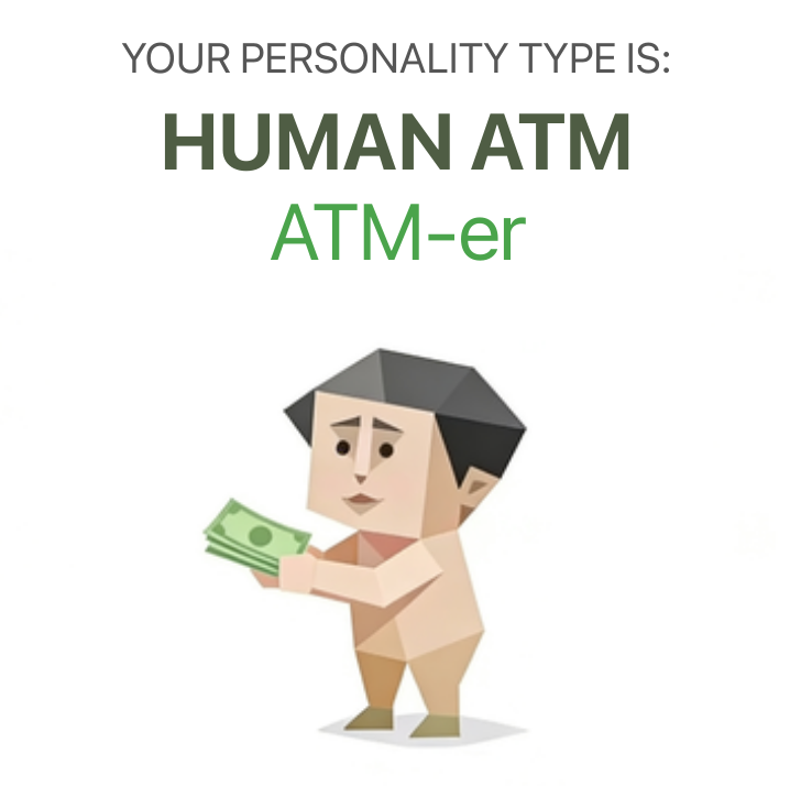 ATM-er sbti test personality type illustration for giver of money