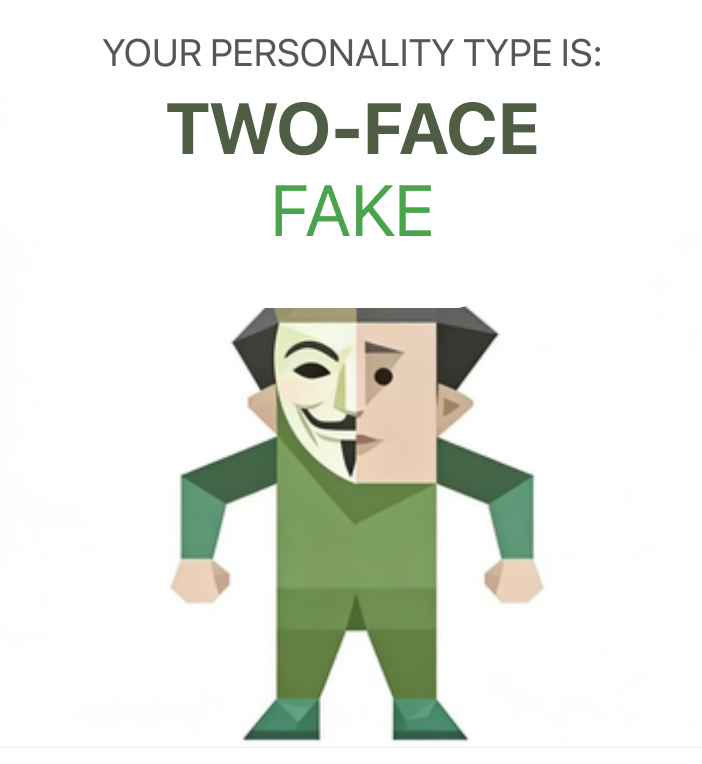 FAKE sbti test personality type illustration for Pseudoman