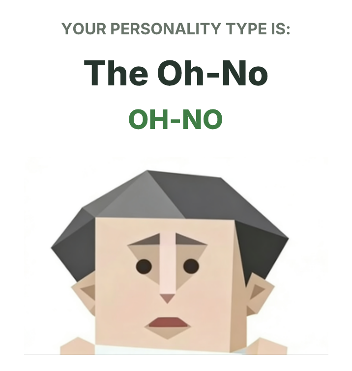 SBTI personality type illustration for OH-NO The Oh-No Type