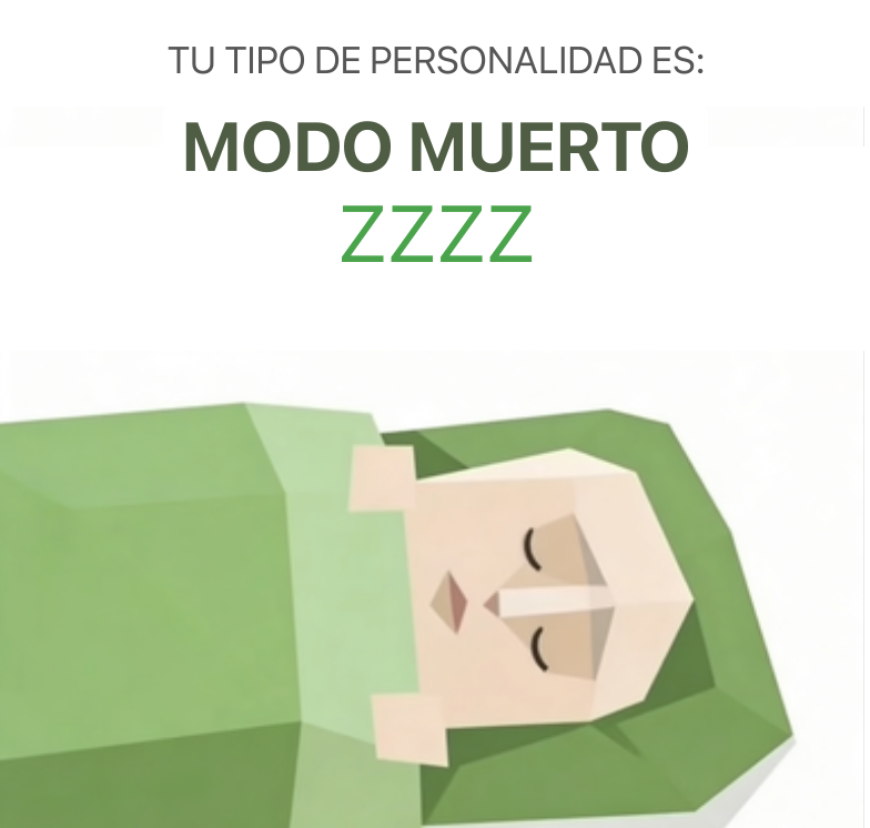 Ilustracion del tipo de personalidad del sbti test ZZZZ fingiendo estar muerto
