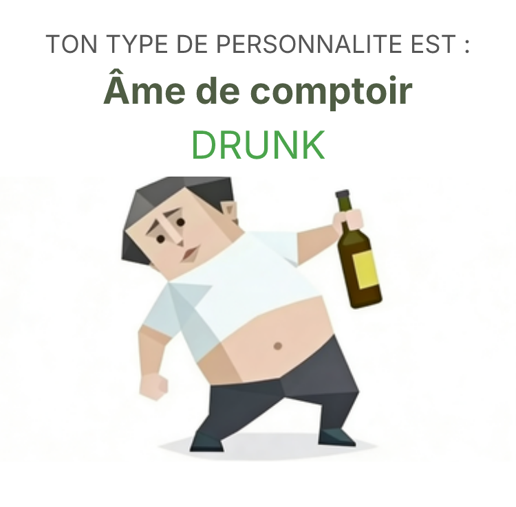 SBTI illustration du type de personnalité pour DRUNK Âme de comptoir