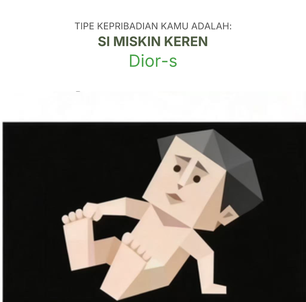 Ilustrasi tipe kepribadian tes sbti Dior-s pecundang