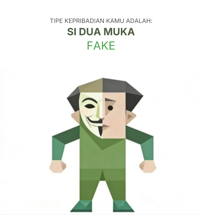 Ilustrasi tipe kepribadian tes sbti FAKE orang palsu