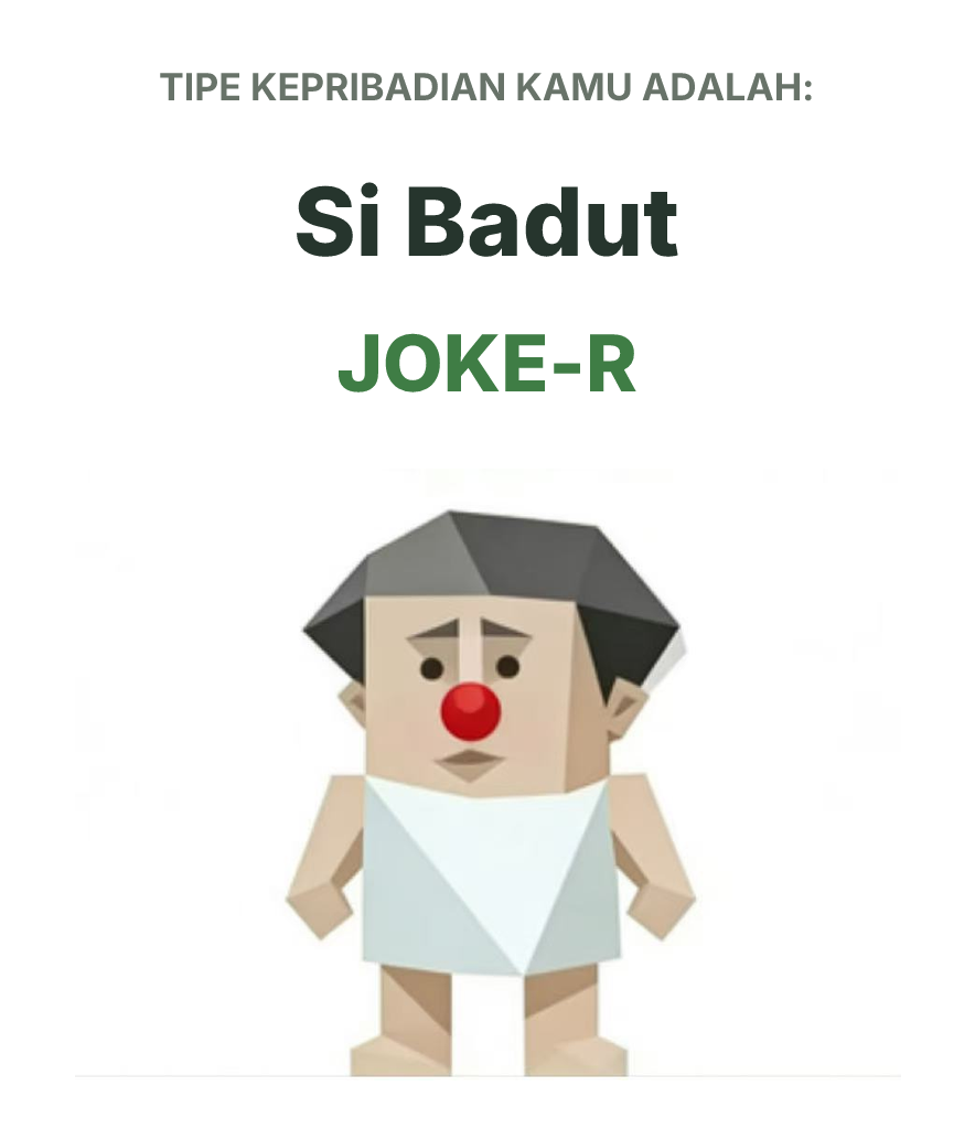 Ilustrasi tipe kepribadian SBTI JOKE-R Si Badut