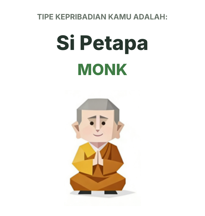 Ilustrasi tipe kepribadian SBTI MONK Si Petapa