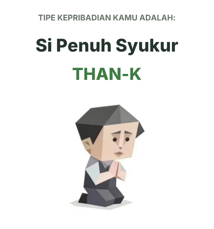Ilustrasi tipe kepribadian SBTI THAN-K Si Penuh Syukur