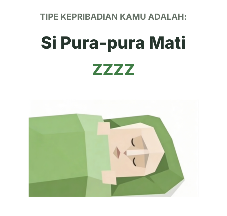 Ilustrasi tipe kepribadian SBTI ZZZZ Si Pura-pura Mati