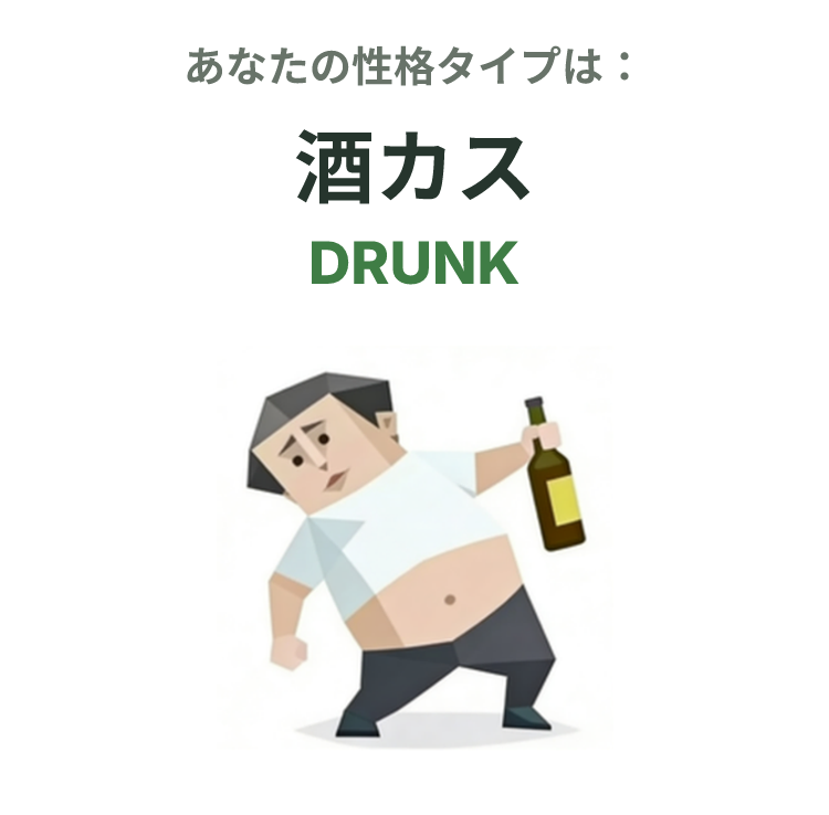 DRUNK の SBTI タイプイラスト、酒カス