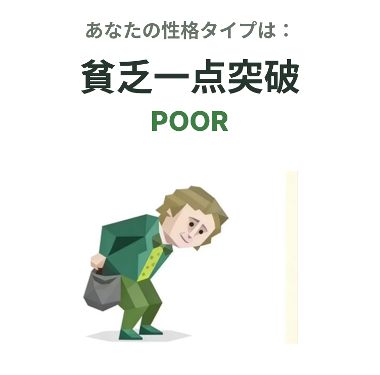 POOR の SBTI タイプイラスト、貧乏一点突破