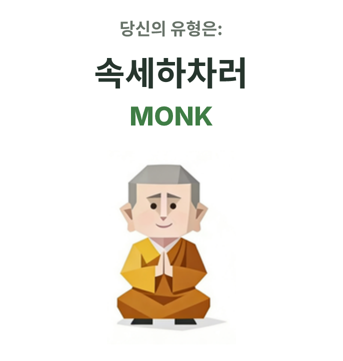 MONK SBTI 성격 유형 일러스트, 속세하차러