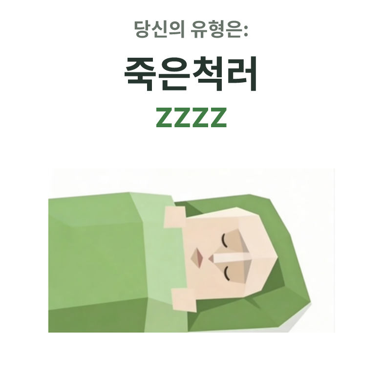ZZZZ SBTI 성격 유형 일러스트, 죽은척러