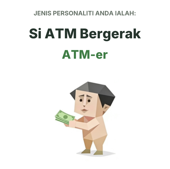 Ilustrasi jenis personaliti SBTI ATM-er Si ATM Bergerak