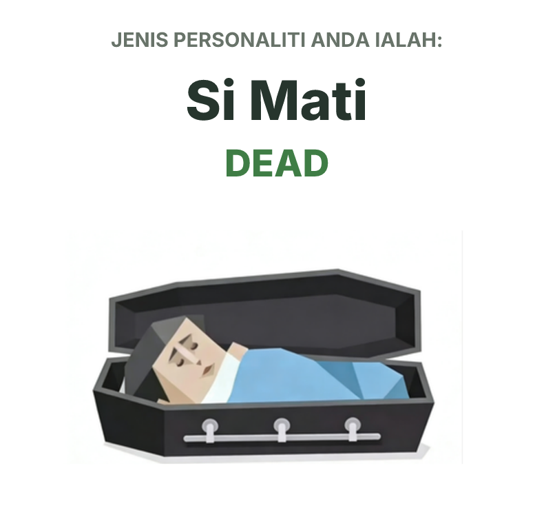 Ilustrasi jenis personaliti SBTI DEAD Si Mati