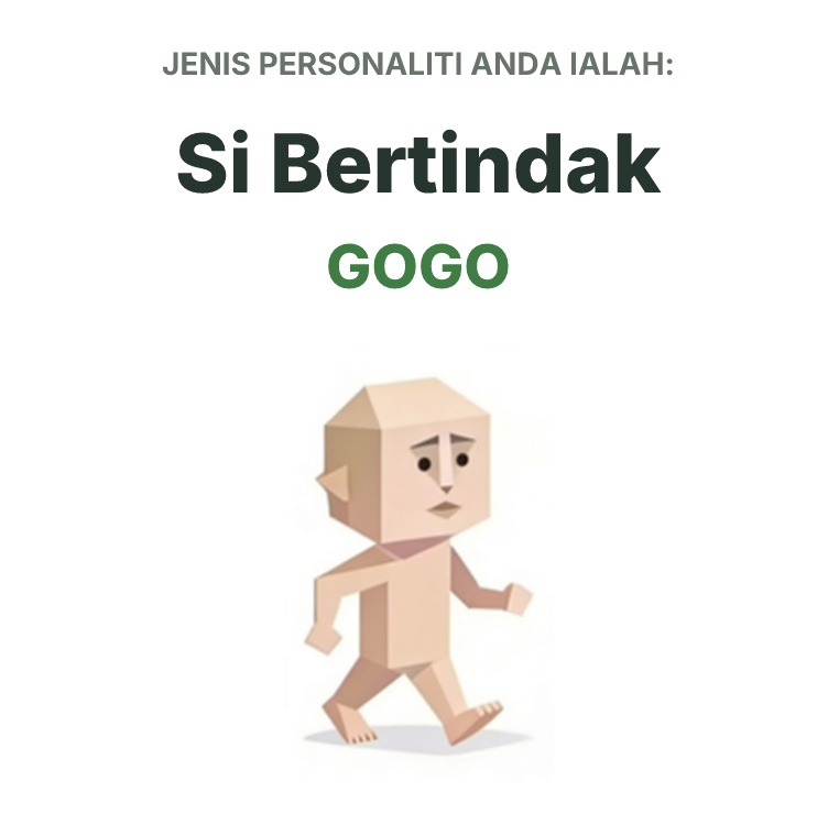 Ilustrasi jenis personaliti SBTI GOGO Si Jom Gerak