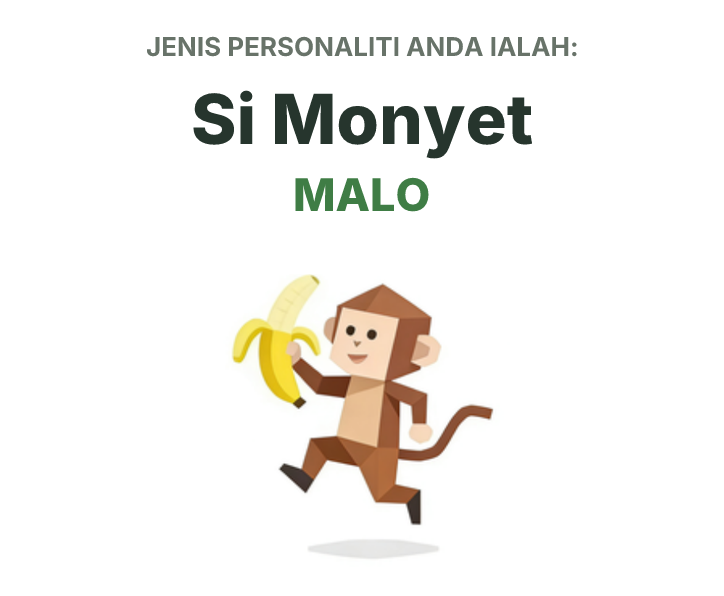Ilustrasi jenis personaliti SBTI MALO Si Monyet