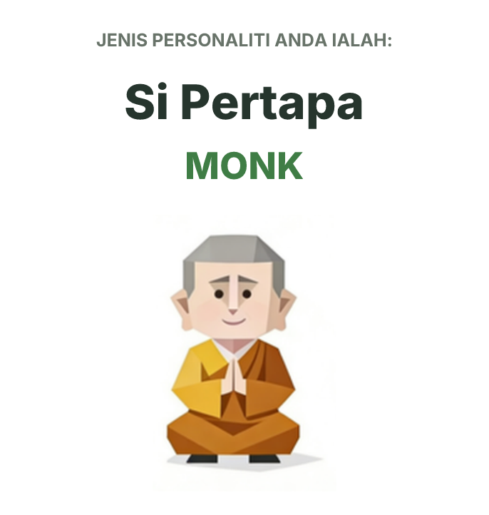 Ilustrasi jenis personaliti SBTI MONK Si Pertapa
