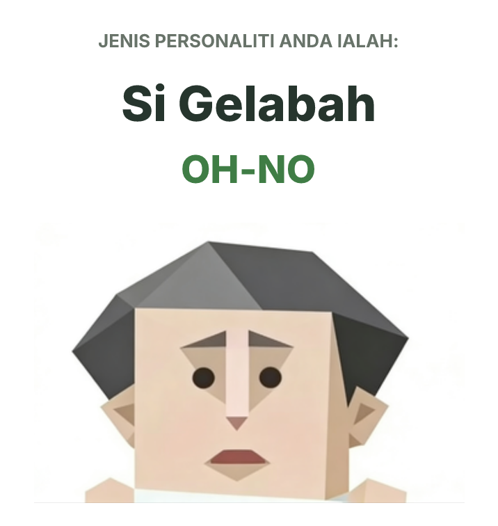 Ilustrasi jenis personaliti SBTI OH-NO Si Oh No