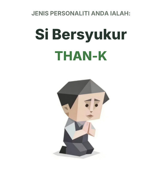 Ilustrasi jenis personaliti SBTI THAN-K Si Syukur