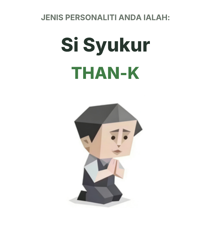 Ilustrasi jenis personaliti SBTI THAN-K Si Syukur