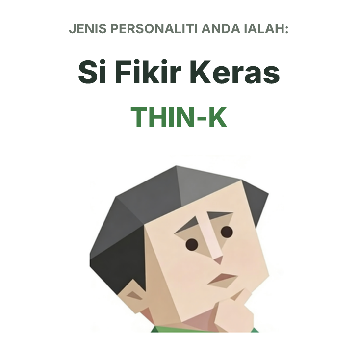 Ilustrasi jenis personaliti SBTI THIN-K Si Fikir Keras