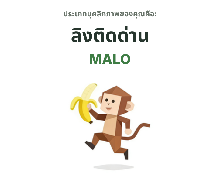 ภาพประกอบประเภทบุคลิกภาพ SBTI MALO ลิงติดด่าน