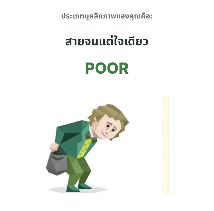 ภาพประกอบประเภทบุคลิกภาพ SBTI POOR สายจนแต่ใจเดียว